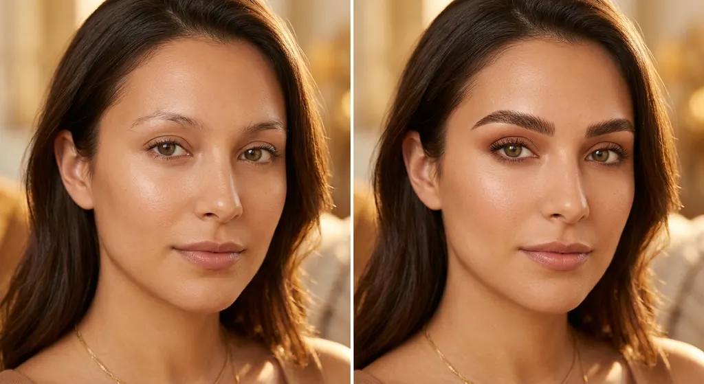 Before and after powder brows